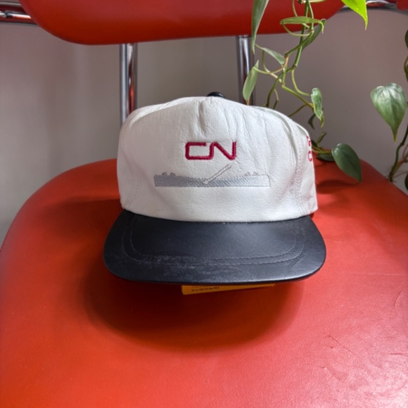 vintage CN Railway Glue Crew 1999 Leather trucker hat snapback RARE trains - Picture 8 of 9